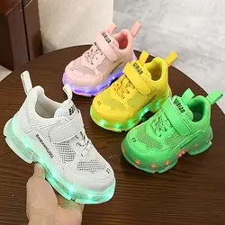 Новые модные детские кроссовки для девочек детские ботинки со светодиодами USB перезарядка детские светящиеся сникерсы обувь для мальчиков