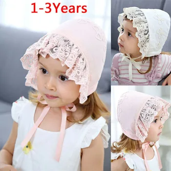 

Cute Baby Girls Pink Or White Lace Cotton Summer Sun Hat Cap Bonnet 1-3Years