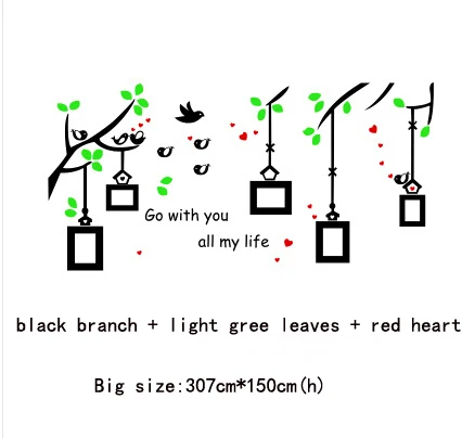 Новое поступление 3d акриловые хрустальные настенные наклейки для детской комнаты дерево птицы фото декора стен детская фоторамка комбинация - Цвет: big size