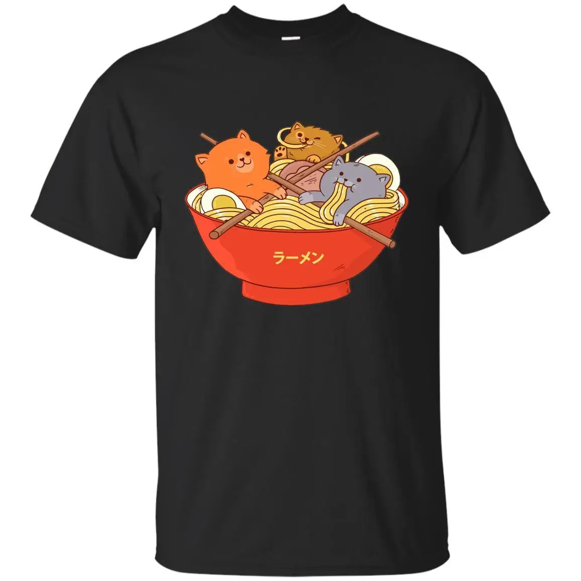 Kawaii аниме Ca футболка Японская надпись Ramen noodles подарок для мужчин футболка черный, темно-синий мультфильм футболка Мужская Унисекс Новая