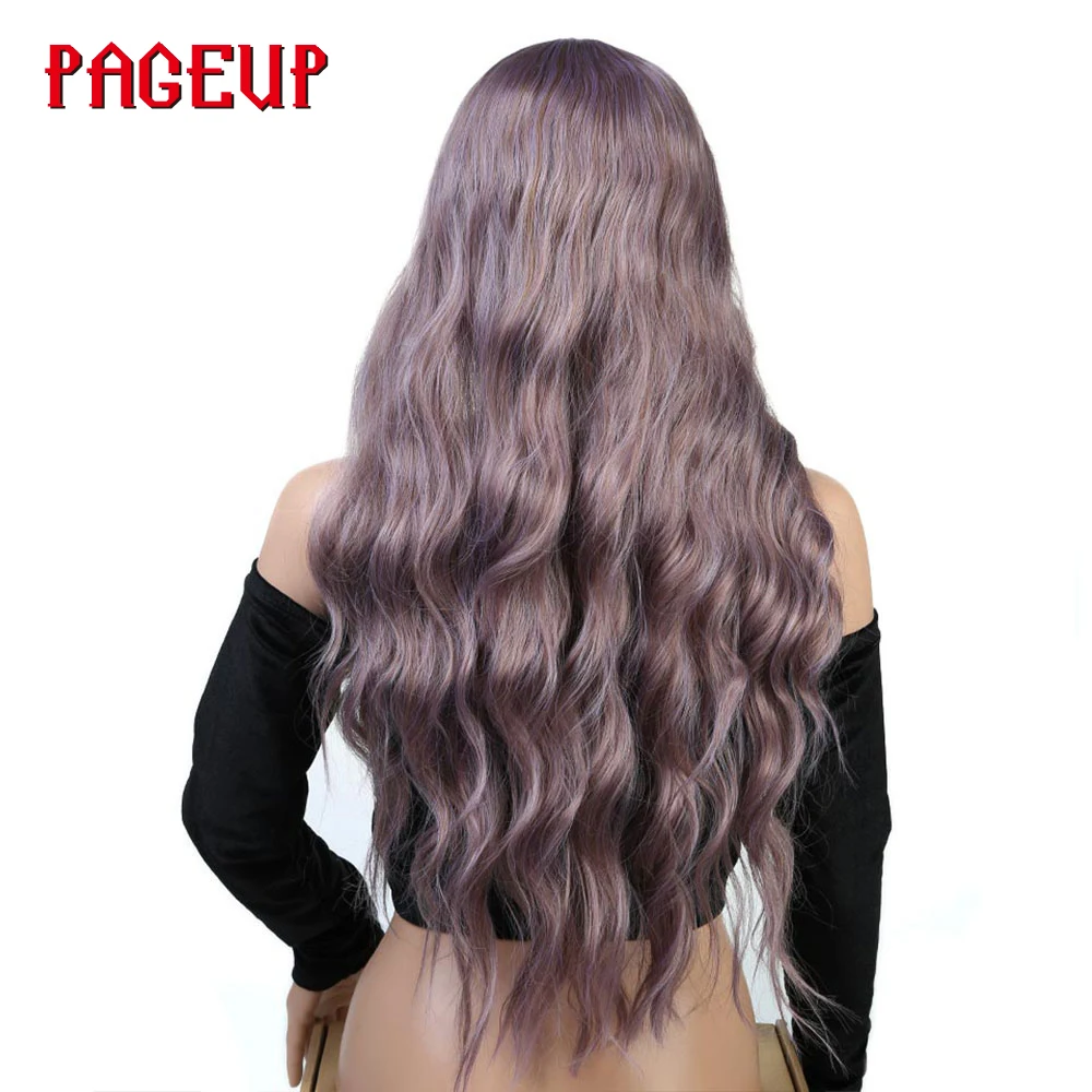 Pageup 26 Afro largo Rubio Rosa rizado sintético peluca pelucas de pelo falso con flequillo para mujeres negras rojo Cosplay peluca de la mujer pelucas venta