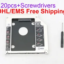 DHL/EMS отправка! 20 шт. второй HDD твердотельный диск Caddy для Apple MacBook Pro, моноблок A1278 A1286 A1297 9,5 мм отделение для dvd-диска с отверткой