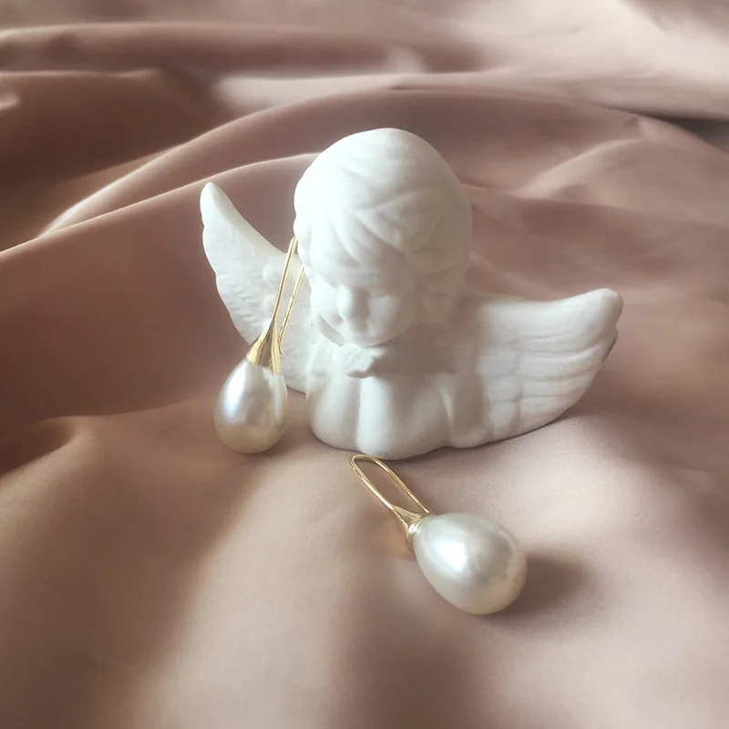 

2019 New Design Gold Simple Style Simulated Natural Freshwater Pearl Drop Earrings for Women Girls Dropshipping Wholesale