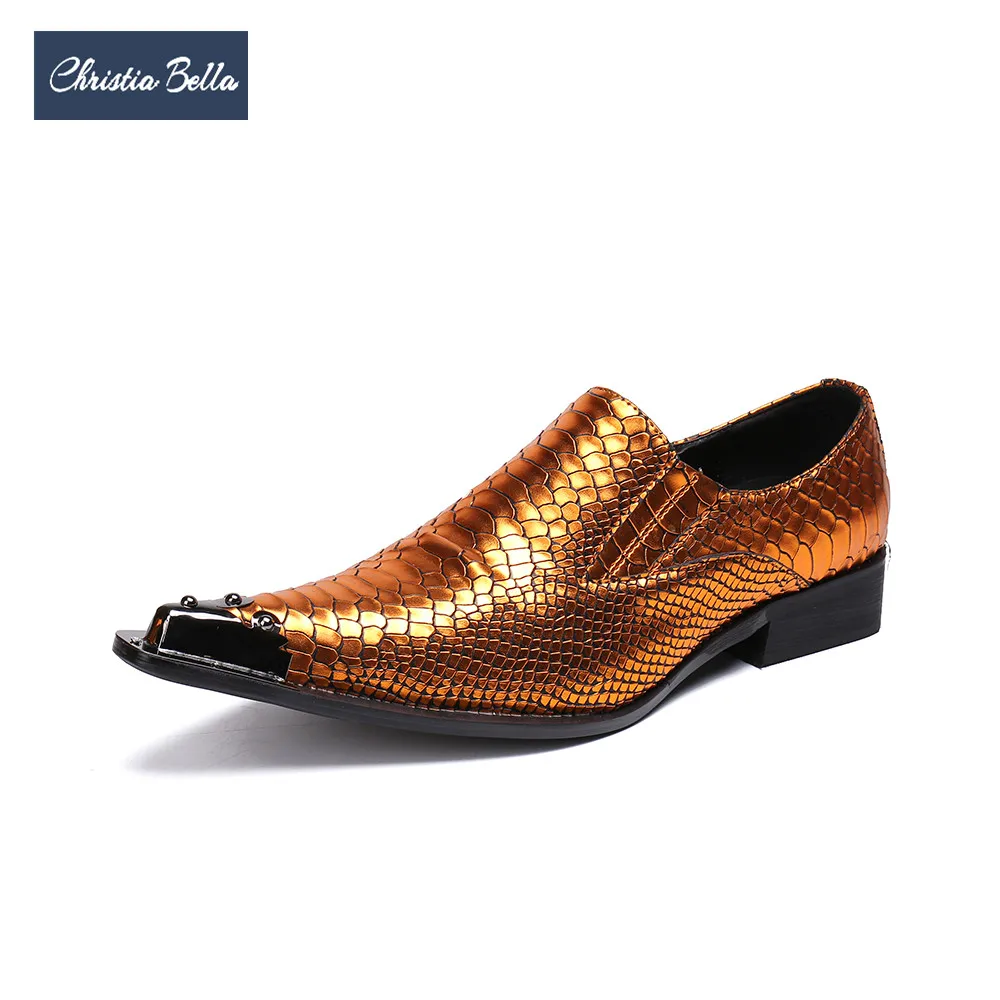 ChristiaBellaLuxuryGoldMenFormalDressShoesMetalCharmGenuine