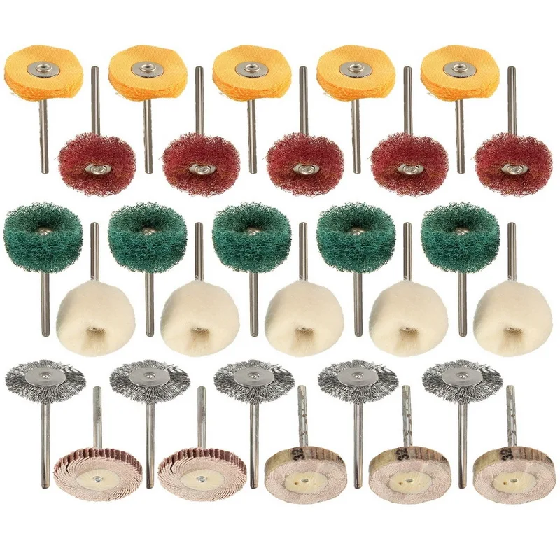 30 X Abrasive Polishing Wheel Buffing Burr Pad Brush Kit Set for Dremel