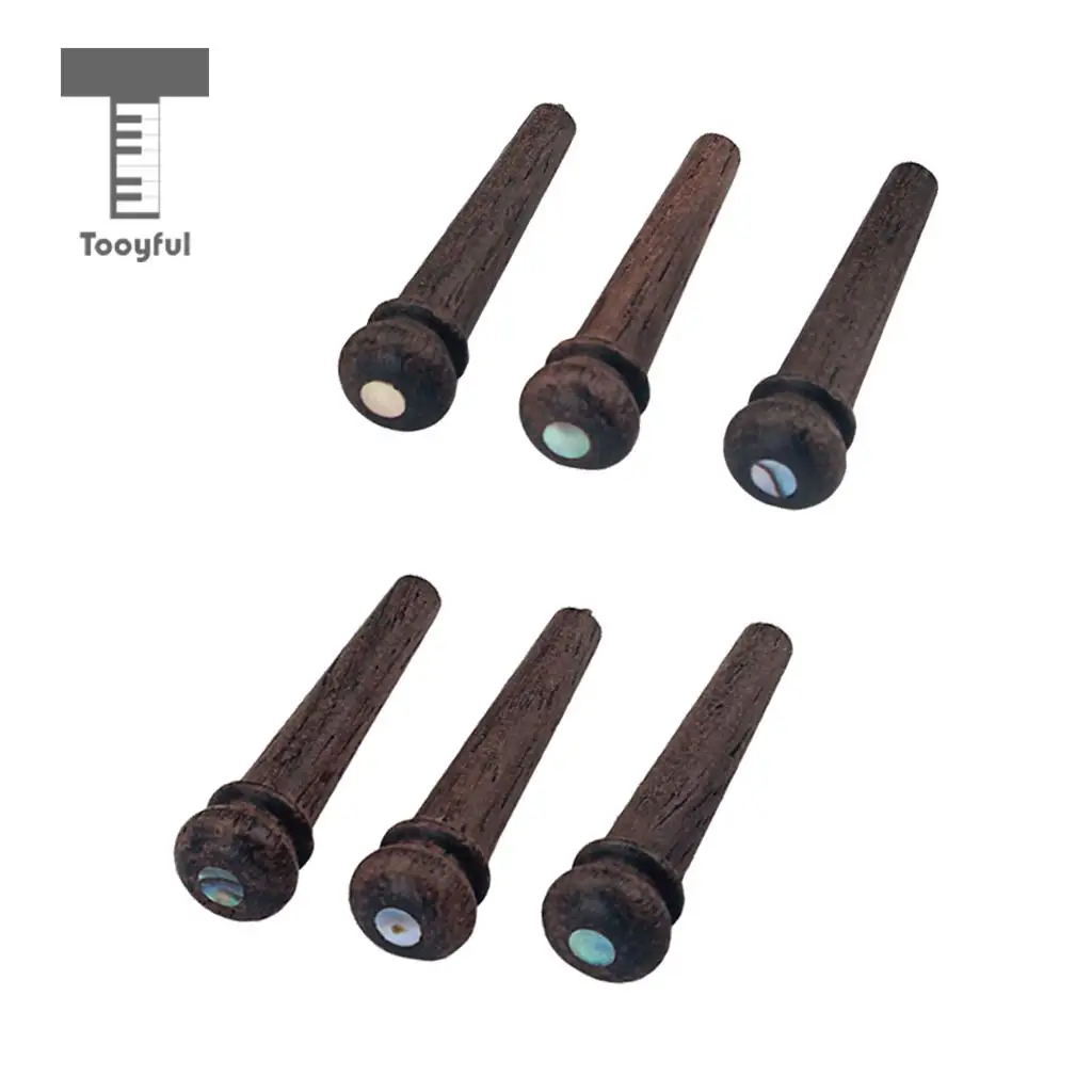 6 Pcs Rosewood Guitar Bridge String Pins Pegs with Inlay Dot for Acoustic Guitar