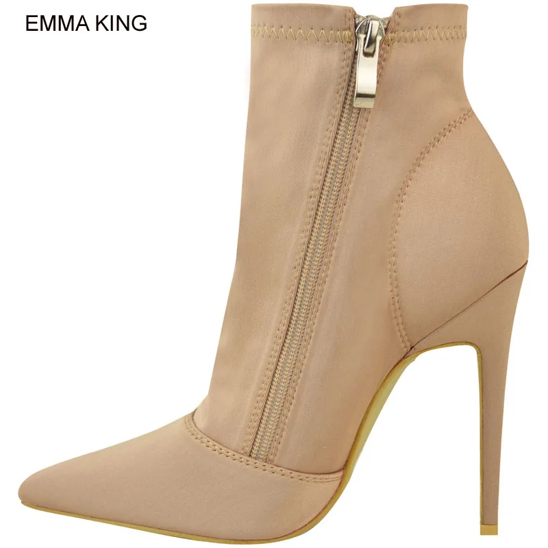 

EMMA KING New Fashion Pointed Toe Winter Warm Ankle Boots Women High Heels Both Sides Zipper Comfortable Shoes Zepatos De Mujer