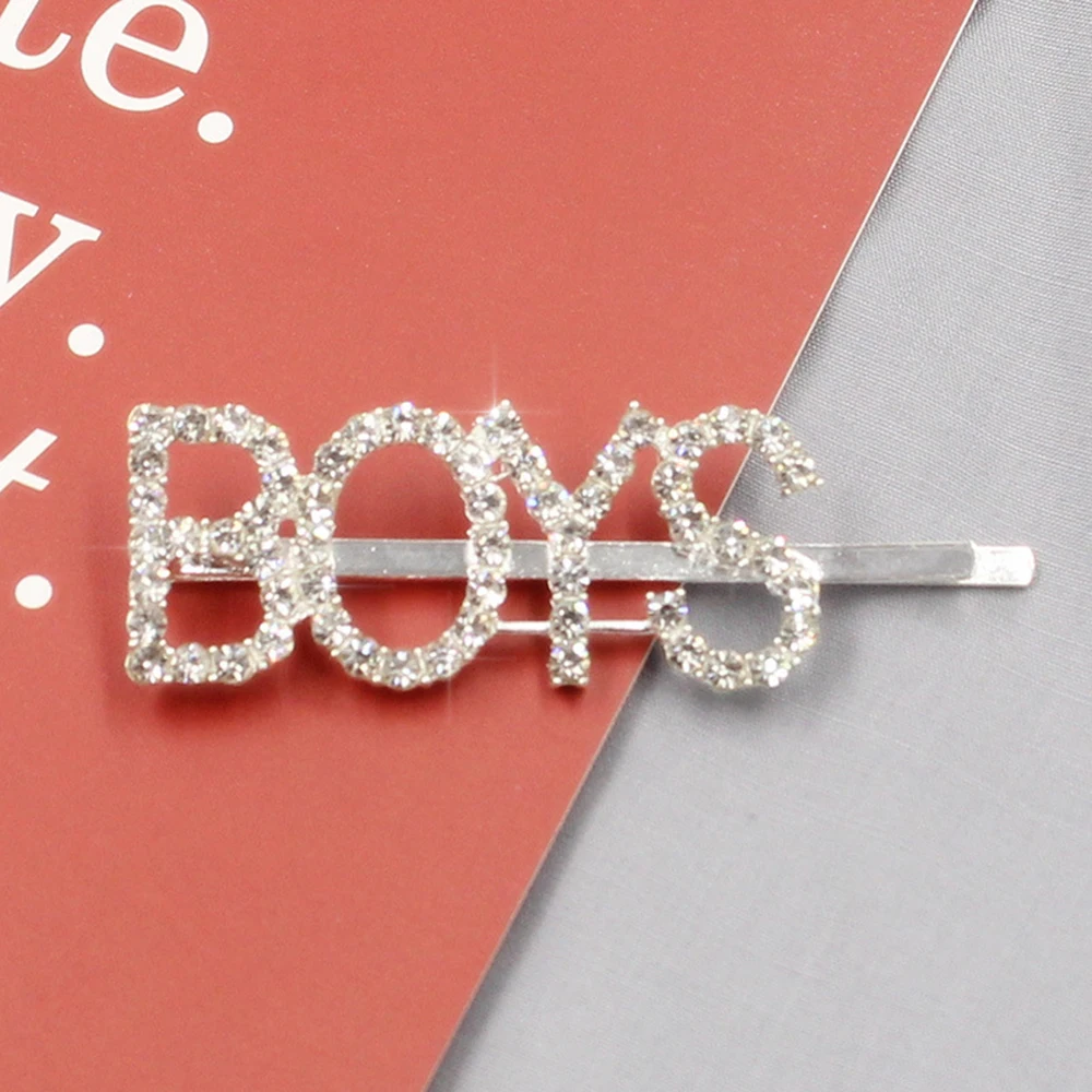 8 Styles Silver Diamond Rhinestone Letter Hair Clips Hairpin Bangs Clip Sweet Barrette Hairclips Hair Accessories