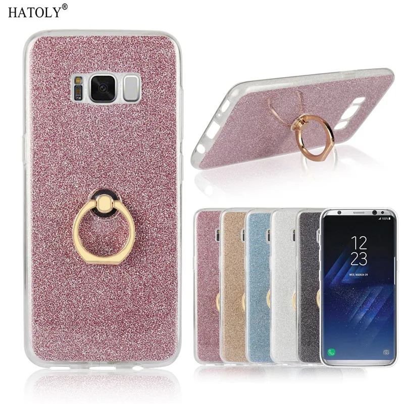 

For Samsung Galaxy S8 Plus Case Shiny Glitter Silicon Phone Case Cover For Samsung Galaxy S8 Plus Finger Ring Back Case Hoesje