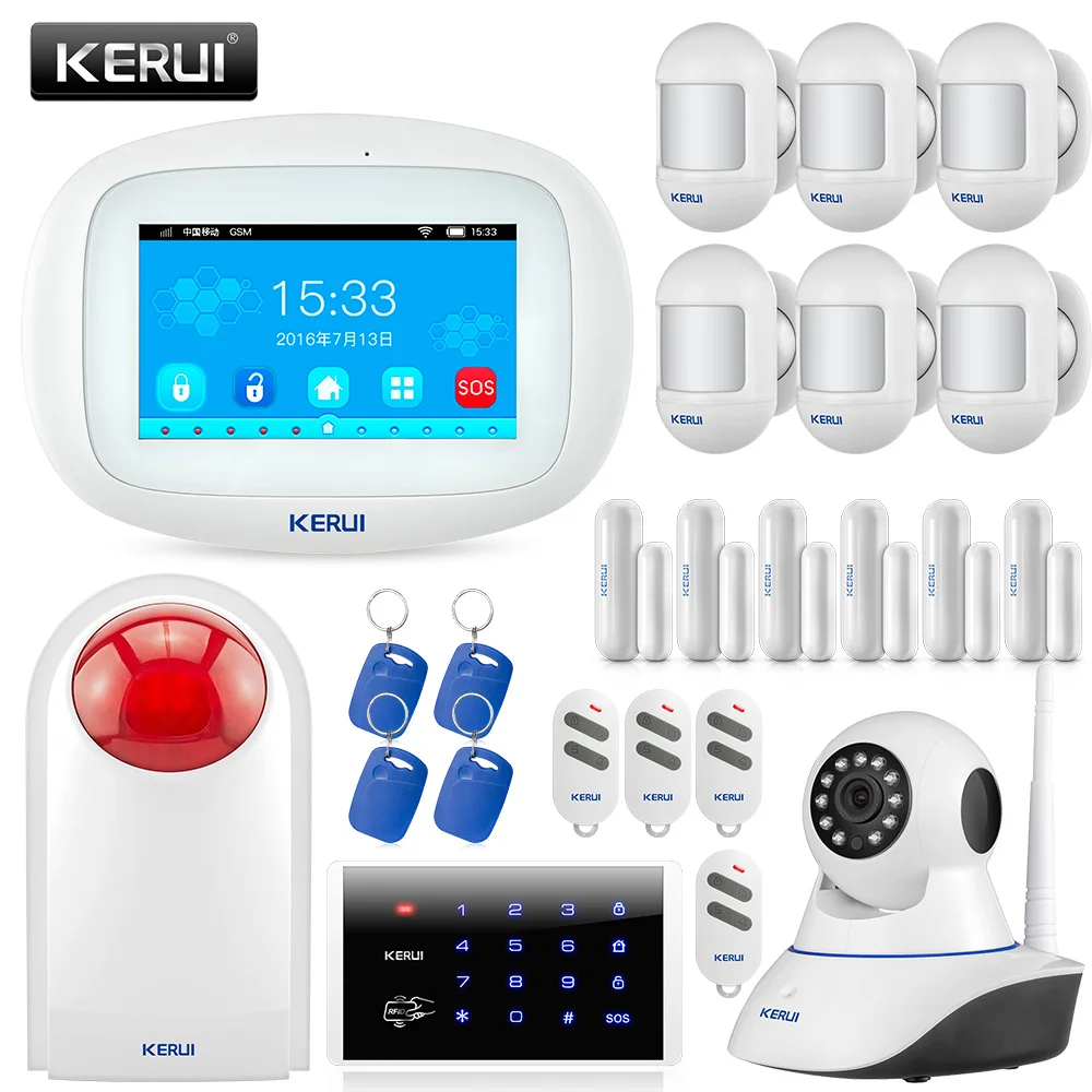 

KERUI K52 4.3 Inch TFT Color Touch Screen Wireless home Security Burglar Wifi gsm alarm system With 720P Surveillance IP Camera