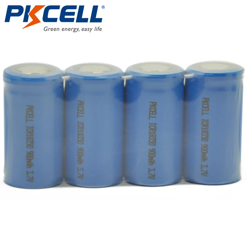 Литий ионный аккумулятор PKCELL ICR 18350 4 шт./лот 3 7 В 900 мАч литий ионные
