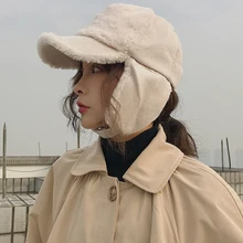 HT2186 Мужская Женская Зимняя кепка, шапка, Толстая теплая унисекс бейсболка, модная шапка с ушками для мужчин и женщин, берберская флисовая бейсболка, шапка-бомбер