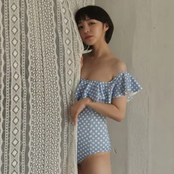 

Swim Suit Women Swimwear Suits Swimsuit For Full Sexy One Piece 2019 Years New Words Ruffled Size Female Undertakes Solid