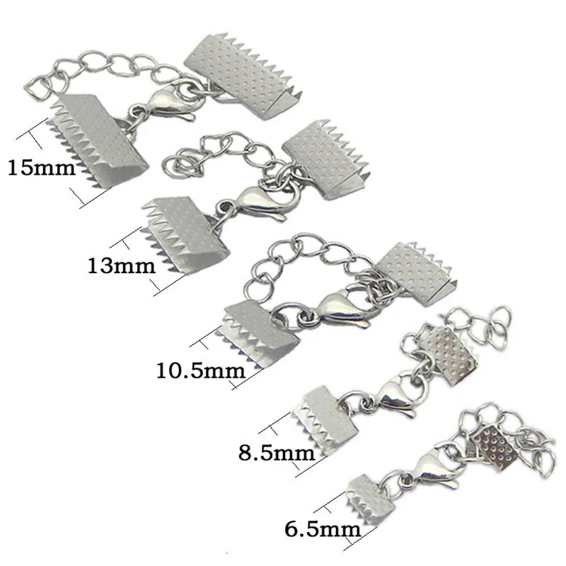 Плоский конец веревки обжимной крепеж из нержавеющей стали с застежками омаров хвост разъем для веревки браслет делая самодельные Украшения, Аксессуары
