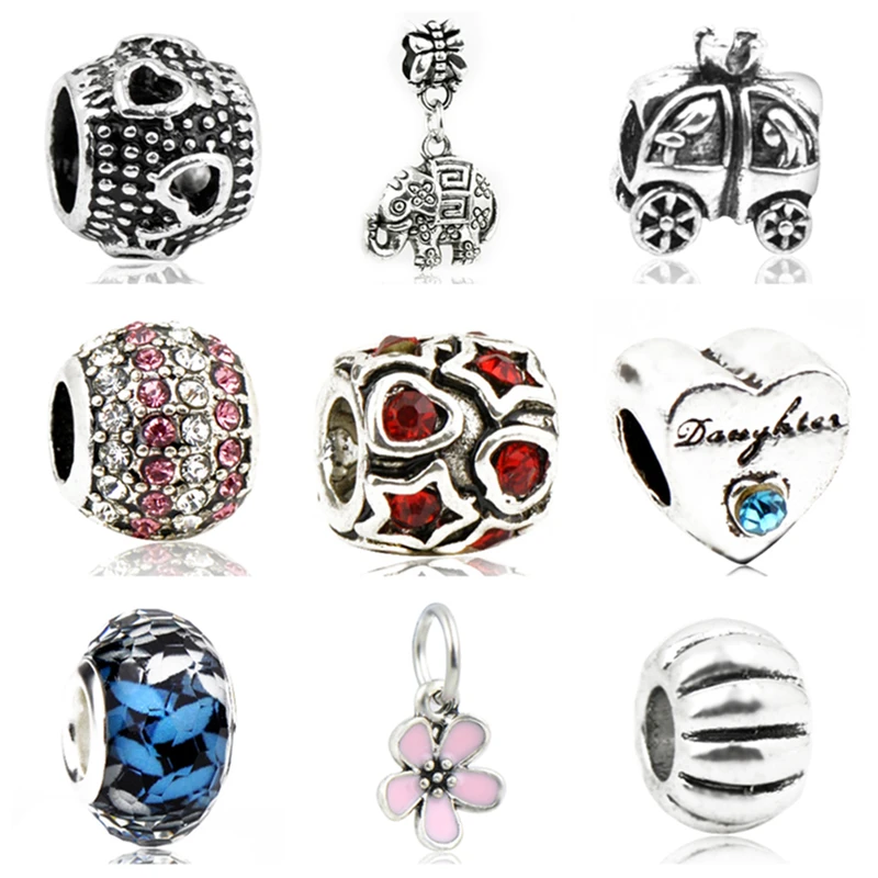 

Btuamb Simple Style Love Heart Elephant Flower Star Christmas Tree Enamel Alloy Pendant Beads Fit Pandora Bracelets DIY Making
