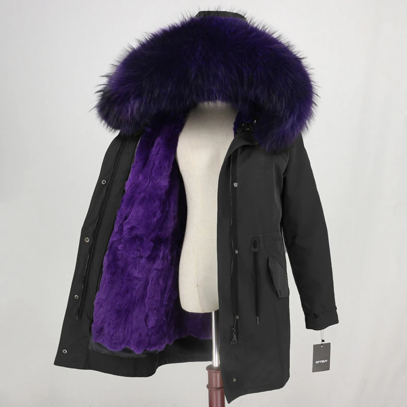 Зимняя куртка женская брендовая Водонепроницаемая длинная парка пальто из натурального меха енота воротник из натурального меха кролика съемная подкладка теплая