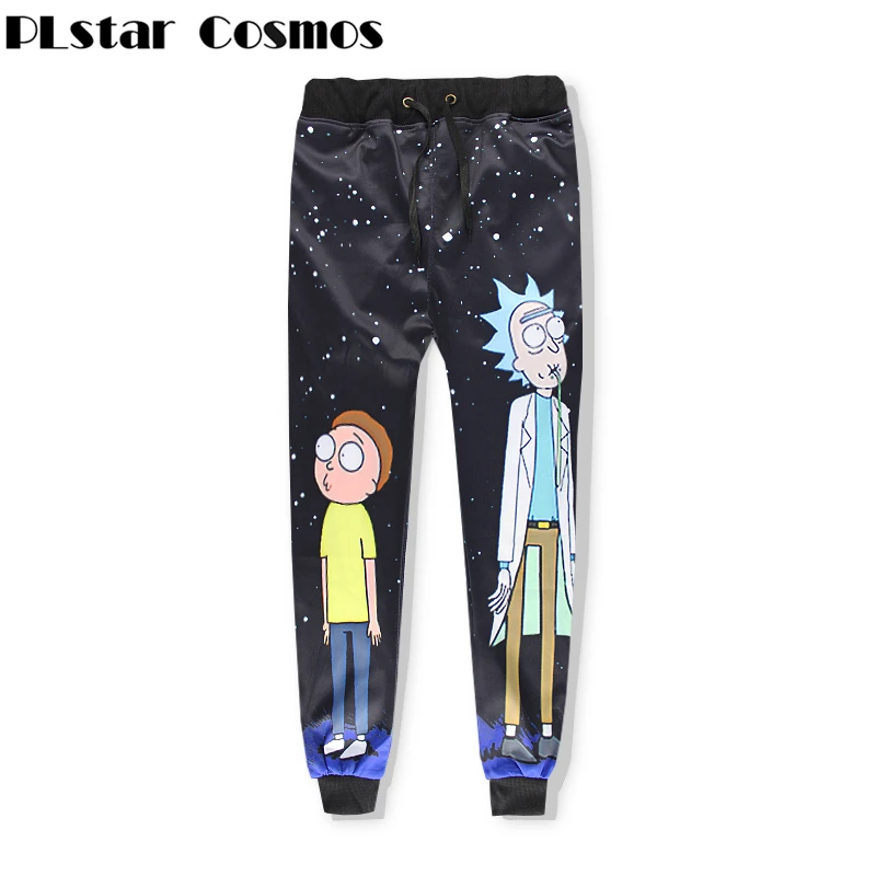 

PLstar CosmosCartoon Trousers Men Sweat Pants Magnifier Park Funny Rick and Morty 3D Print Casual Joggers Pants 2018 Spring