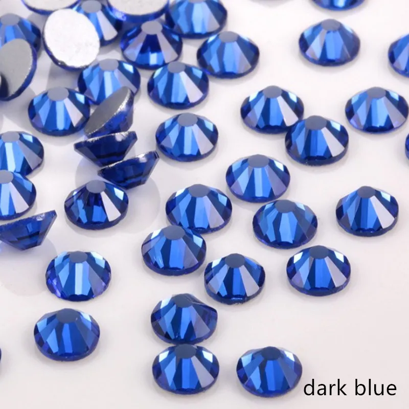 

High Quality SS3-30 dark blue Rhinestones glu On For Clothes Non Hotfix Flat bottom Glass Stone