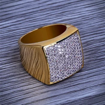 

Top Quality Cubic Zirconia Rings For Men Brand Design Gold Color Zircon Ring Luxury Party Jewelry Mens Fashion Jewellry Hot Sale