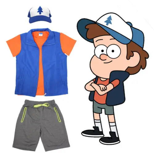 Anime Gravity Falls Dipper Pines Suit Hat+T shit+Waistcoat