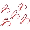 10Pcs/lot Red Fishing Hooks High Carbon Steel Material Treble Treble Fishing Hook  Round Bend 2# 4# 6# 8# 10 # Fishing Tackle ► Photo 1/5