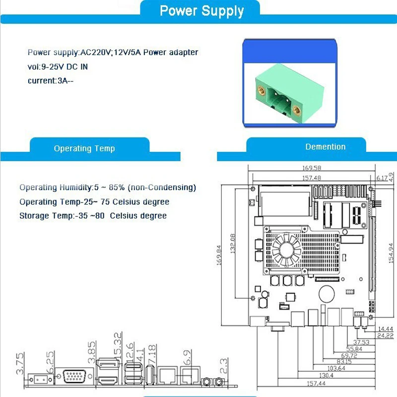 Материнская плата с процессором intel core i5 3210M 2 4 ГГц и 6 * USB портами (2 из них в 3 0)
