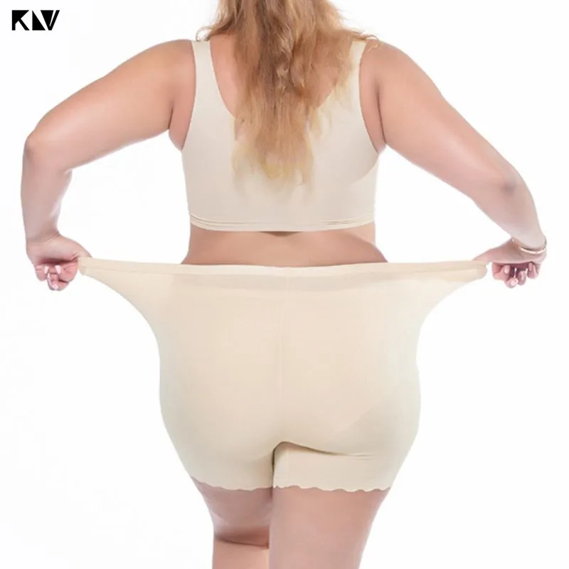 Women Plus Size Thread Cotton Safety Pants Seamless Wavy Scalloped Trim Stretchy Undershorts Sexy Butt Lift Summer Shorts XL-3XL