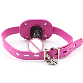 Silicone Oral Sex Mouth Penis Gag with Lock Leather Buckles Bondage Plug Ball BDSM Slave Restraints Fetish Couple Adult Game Toy 4