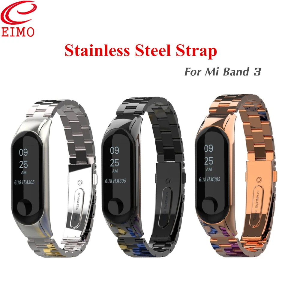 

EIMO Mi Band 3 Strap for xiaomi Mi Band 3 Stainless Steel link Bracelet wrist strap band Mi band3 strap Xiomi MiBand 3 Wristband