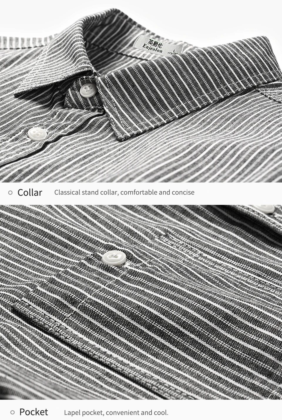 Enjeolon бренд camisa masculina хлопковые рубашки для мужчин рубашка в полоску мужской 3XL блузка рубашки с длинными рукавами для мужчин CX2512-1