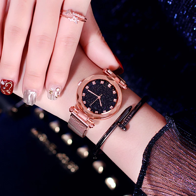 

Montre Femme Modern Fashion Reloj Mujer Black Quartz Watch Women Mesh Stainless Steel Bracelet Casual Wrist Watch for Woman Hour