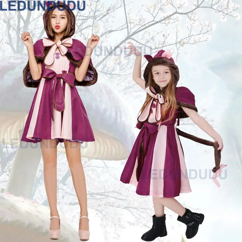 Alice In Wonderland Costume Cheshire Cat Cosplay Dress For Adult Kids