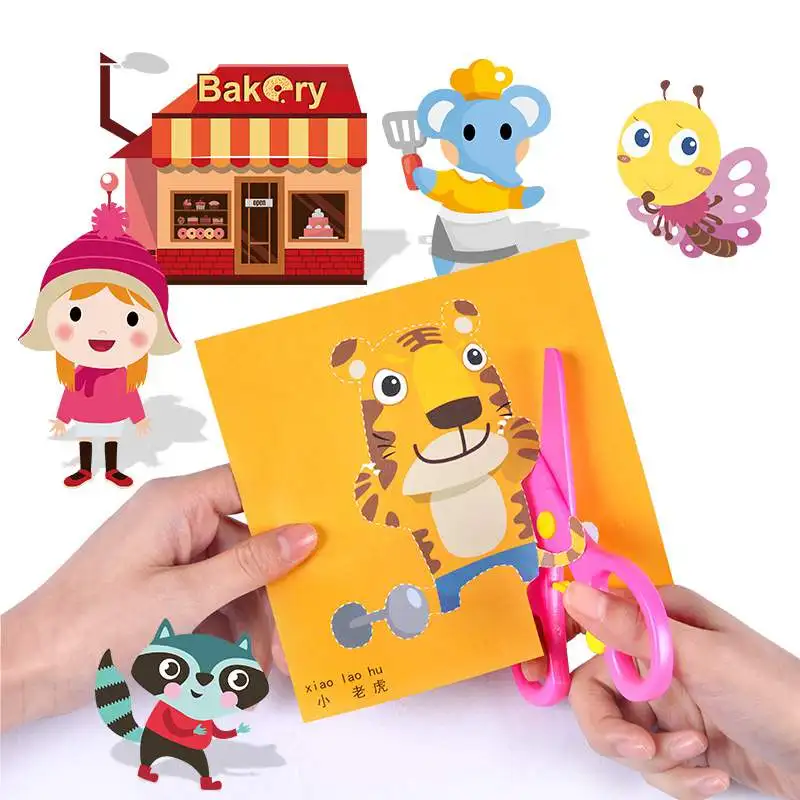 

100 pcs DIY Printing Paper Kindergarten Paper-Cut Embossed Papercranes Broken Beautiful Coloured animal Paper educational toys