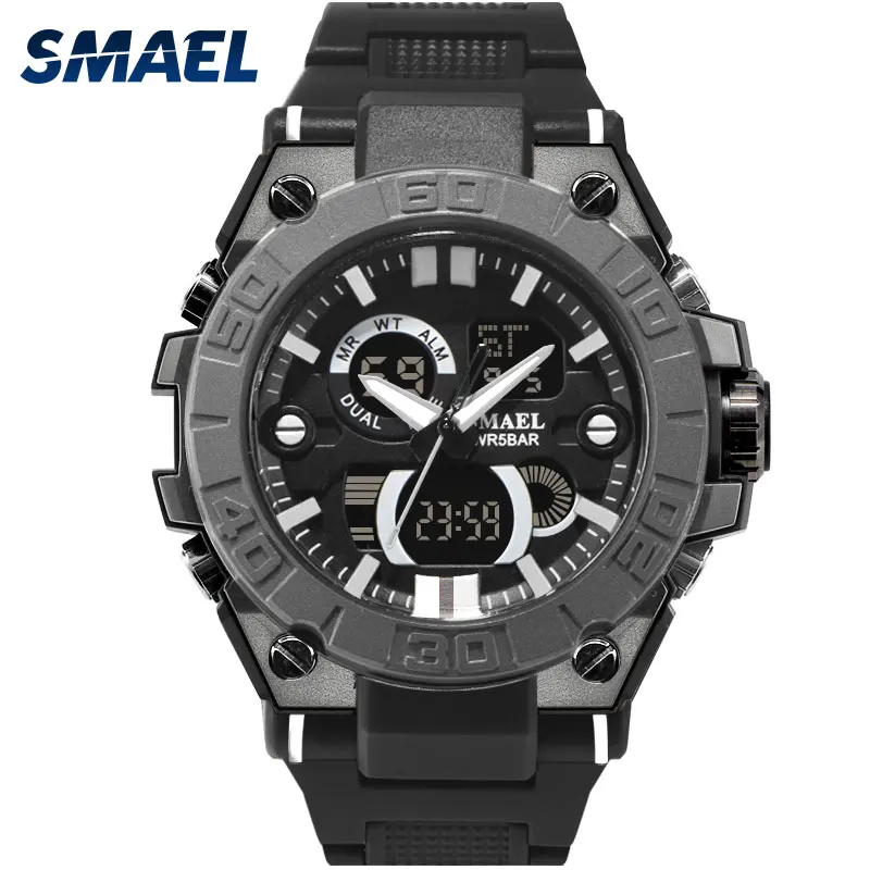 #Best 2018 Smael Military Outdoor Watch Sport 50m Waterproofmen Digital Quartz Dual Time Wrist 8003 Gifts Male Clock Relogio Masculino