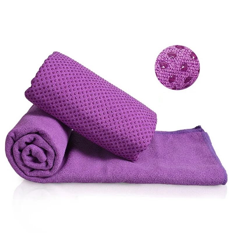 Горячие Skidless Yoga Mat Towel Микрофибры Non Slip Super Absorbent for Yoga, пилатес, медитации, фитнес, спорт, пляж - Цвет: Фиолетовый