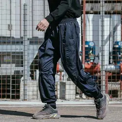 Джоггеры спортивные штаны для мужчин Высокая уличная мода повседневное шаровары Мужской молнии сращивания хип хоп Брюки карго