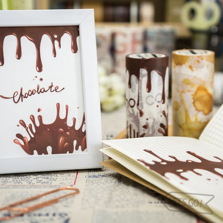 

1pc Moking Coffee Stain And Chocolate 9cm Width Paper Masking Tape Decoration Stationery Washi Tape School Office Supplies