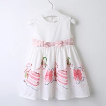 Платья для девочек; Новинка г.; Весенняя детская одежда; милое Полосатое платье-майка без рукавов с круглым вырезом и бантом для девочек