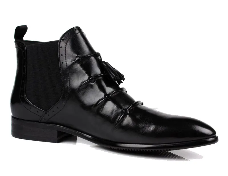 Итальянские модные мужские ботинки «Челси», модная обувь из натуральной кожи с кисточками, деловая обувь для вечеринок, мужская обувь без шнуровки, офисные Свадебные модельные туфли