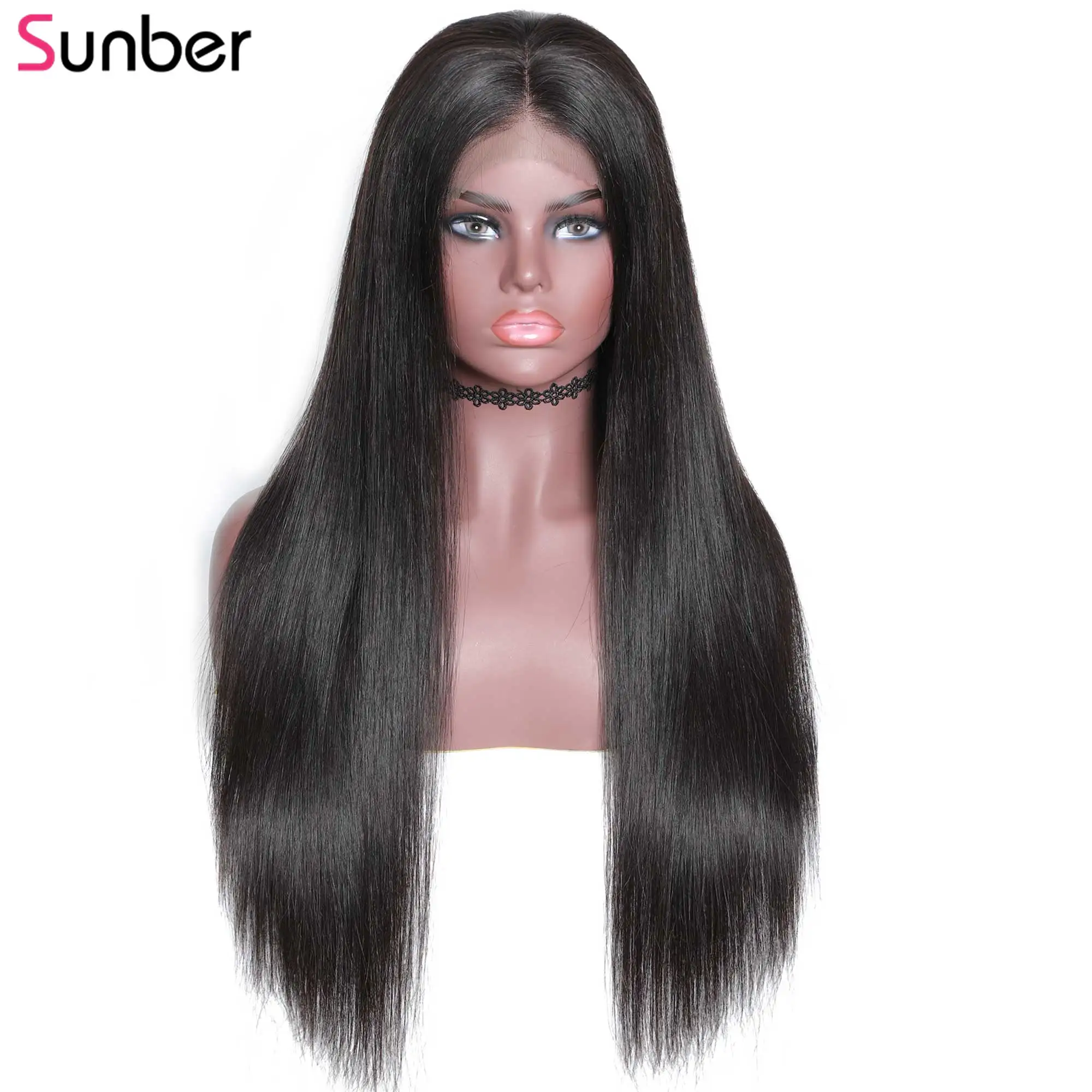 Sunber Hair180% Плотность фронта шнурка человеческих волос парики для черных женщин бразильский 13X4 прямой парик фронта шнурка remy волос