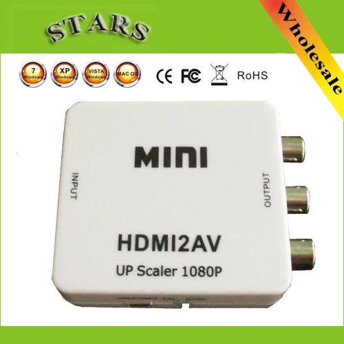 Мини преобразователь видеосигнала HD с HDMI на RCA AV/CVSB L/R 1080P HDMI2AV поддержка NTSC PAL выход