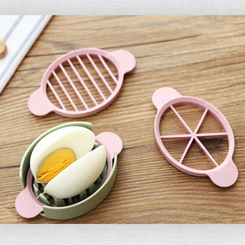 1pcs Egg Slicers Wheat Straw Plastic PP 3 In 1 Multi Functional Fancy