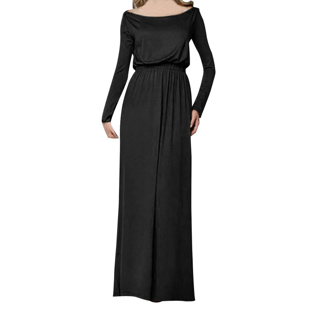 

JAYCOSIN Dress Women Solid Tank Maxi Dress 2019 New Autumn Winter Women Casual Long Sleeve Long Maxi Dress Plus Size vestido