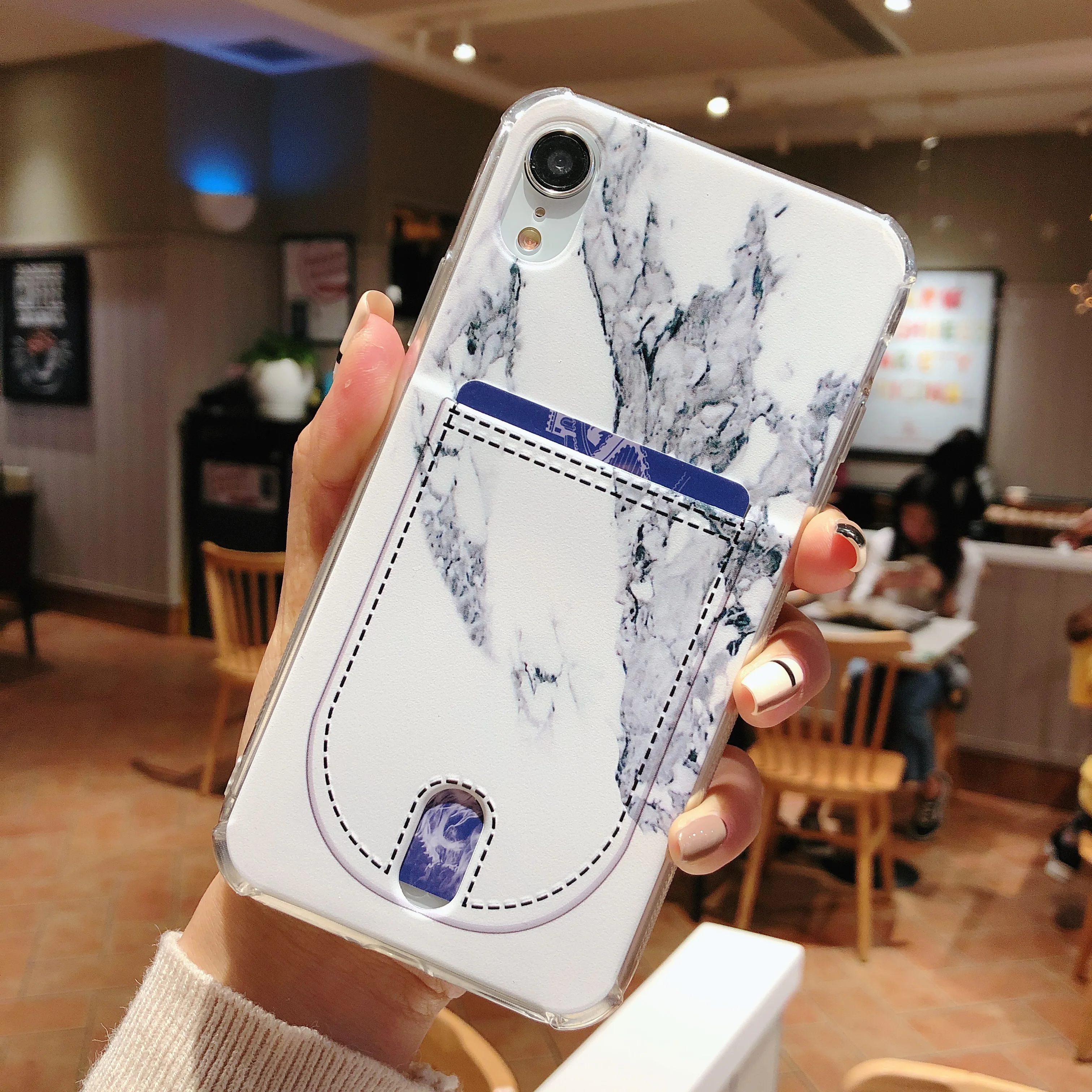 Новый Модный чехол для телефона с мраморным узором и карманом карт iPhone XR Xs max X 7/8/7