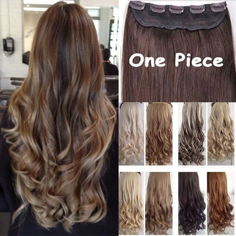 Long Clip in Hair Extension half full head 100% real natural hair Extentions 24" Curly/Wavy USA Local Warehhouse Fast Free Ship