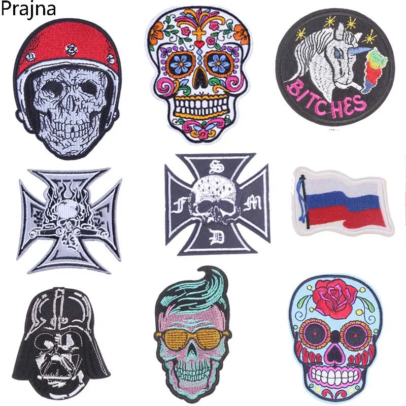 

Prajna Trust No One Winged Skull Patch Morale Punk Rock Patch Biker Iron On Patches Cheap Embroidered Patches For Clothes Badges