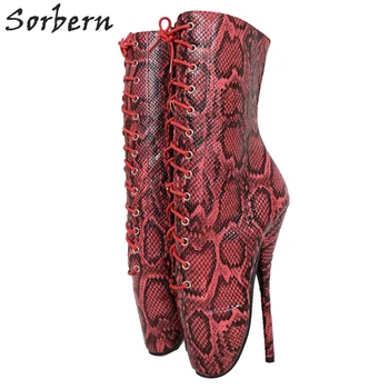 

Sorbern Red Python Ankle Boots Women Ballet Shoes Sm Ladies Booties 7 Inch Heel Crossdresser Exotic High Heels 2019 Women Shoes