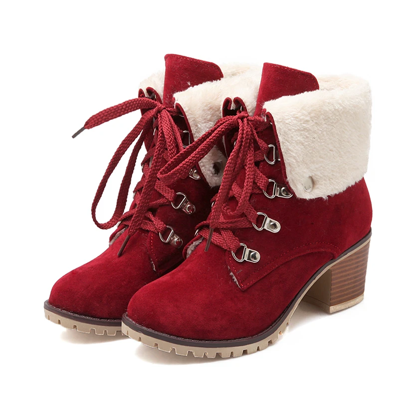KARINLUNA/ботинки лучшего качества, 7 цветов, большие размеры 34-43 модная женская обувь Теплые Зимние ботильоны на меху для отдыха