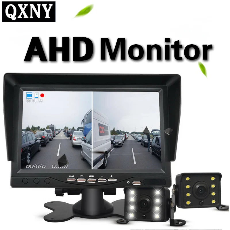 

QXNY car monitor before and after recording monitoring system AHD type display camera Circular recording simple installation