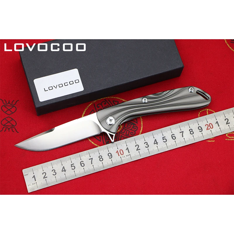 

LOCOVOO ST-50 New arrival Flipper folding knife D2 blade Titanium handle Outdoor camping hunting Survival pocket knives EDC tool